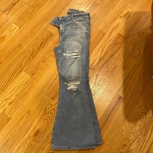 light wash ripped flare American eagle jeans